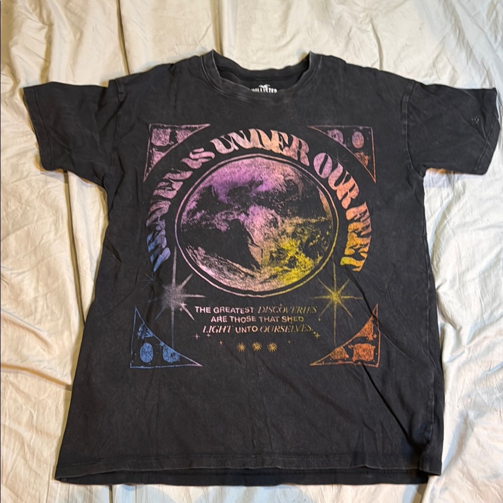 Graphic Black T-Shirt with Earth Design